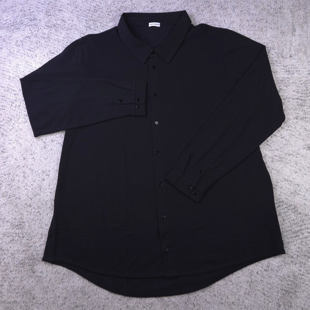 Son Of A Tailor Shirt Mens XXLT 23 Neck Pique Knit Button Up Long Sleeve Black